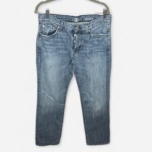7 For All Mankind Standard Straight Leg Jeans, Premium Blue Wash Size 34